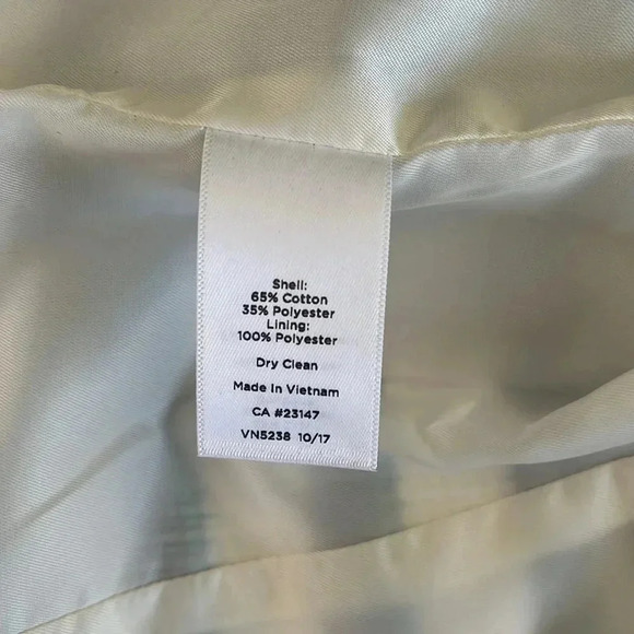 Talbots Striped Cotton Blend Textured Jacket Peplum Back Women’s 8 Cream Preppy - Picture 15 of 17
